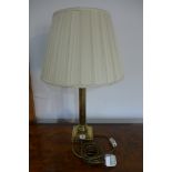 An early 20th century brass Corinthian column table lamp - tested and working, 64cm H