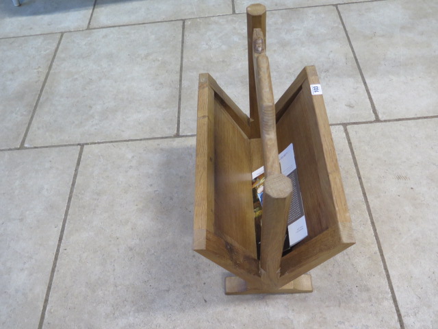 An oak magazine rack by Robert Mouseman Thompson of Kilburn with carved signature mouse - 46cm H x - Image 6 of 6