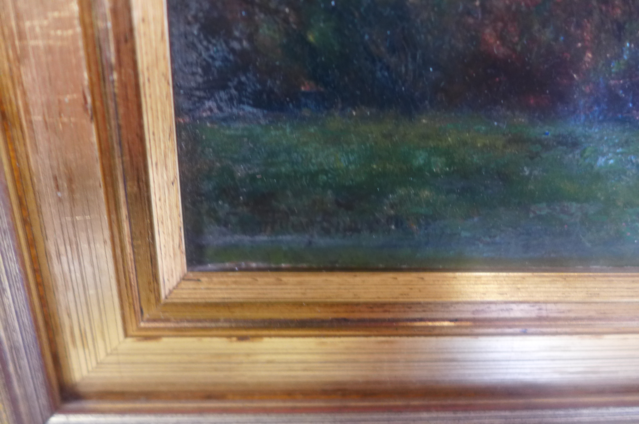 An oil on panel entitled Verso New Forest Scenery, Fredrick Golden Short ,signed bottom left - Image 3 of 5