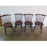 A set of four Victorian penny seat stick back Windsor chairs, in sound condition