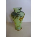 A Devez glass overlay vase, 18cm tall, small chip to base rim and minor defects to top, and rim
