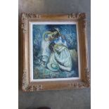 The Swan Maidens - Russian School circa 1970 - oil on canvas, in an ornate gilded frame, size