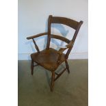 A mid 19th century elm bar back country chair, good colour and patina