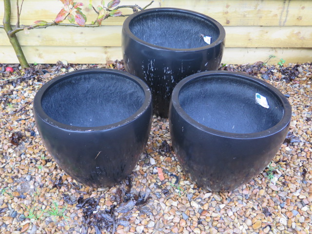 Three slate effect garden planters