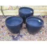 Three slate effect garden planters