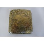 An oriental gilt decorated Japanese cigarette case, some wear to gilt otherwise generally good