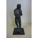 Laurence Edwards, bronze brooding man - 23cm tall, good condition