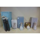 Four Lladro figures, Nuns, Tender Innocence, Sweet Shyness and Little Rose, also a 2008 Christmas