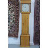 A 30 hour pine cased longcase clock with later additions, running - 205cm tall