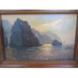 Salvatori Federico BN 1908 - oil on canvas, entitled Capri Faraglioni with sun rise, signed front