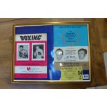 A framed original boxing programmes, 1971 Cooper V Bugner, with ticket, 1975 Ali v Bugner