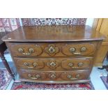 An antique Continental mahogany three drawer chest with heavy brass handles - 126cm W x 87cm H x