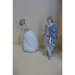 A Lladro Prince Charming No. 6092 and Cinderella No. 5957 - not boxed, Cinderella has a little