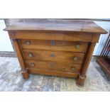 A 19th century continental mahogany chest with a blind drawer above three drawers, 116cm W x 97cm