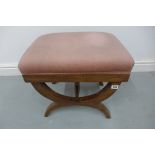 A 19th century mahogany X frame stool