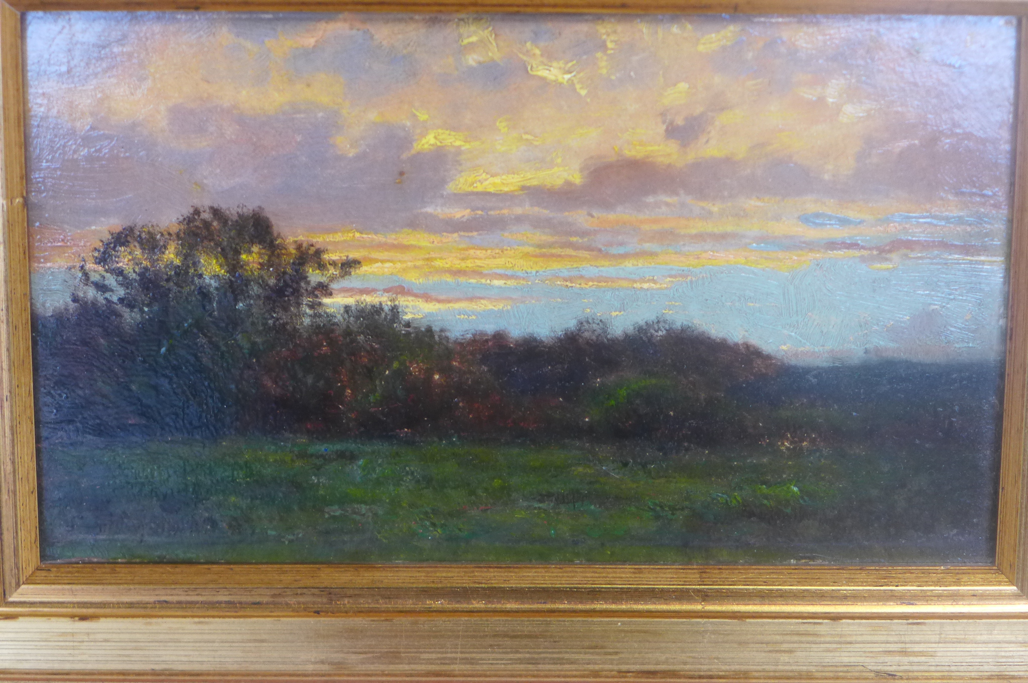 An oil on panel entitled Verso New Forest Scenery, Fredrick Golden Short ,signed bottom left - Image 2 of 5