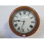 An oak case 8 day 12 inch dial fusee wall clock, working