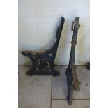 A pair of GER iron bench ends, according to the vendor they were originally from Foxton Station -