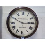 An 8 day mahogany case fusee wall clock 12 inch dial, Winlove Bros, Hunstanton - working