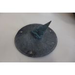 An interesting French bronze sundial, 16cm diameter