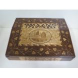 A 19th century Kilarney ware marquetry inlaid travelling writing slope, 9cm x 33cm x 26cm