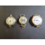 Three 9ct gold ladies watches, un-named - 2 non-running, one running, marc Favre 555 movement -