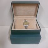 A ladies bi metal Rolex Oyster perpetual date wristwatch, 24mm wide excluding button, generally good