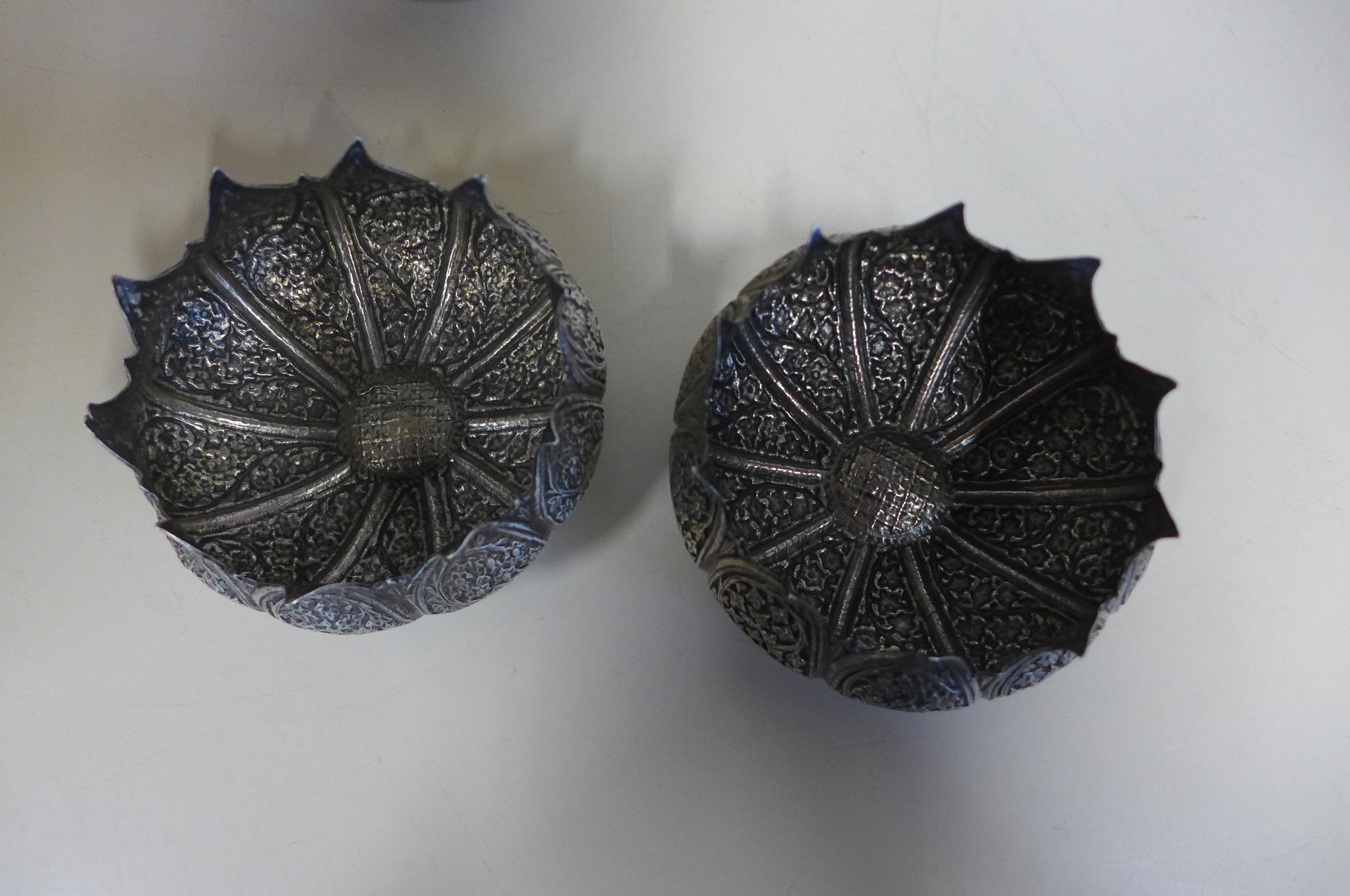 A pair of silver Eastern bowls, together with an early low grade silver bowl, height of tallest - Image 2 of 5