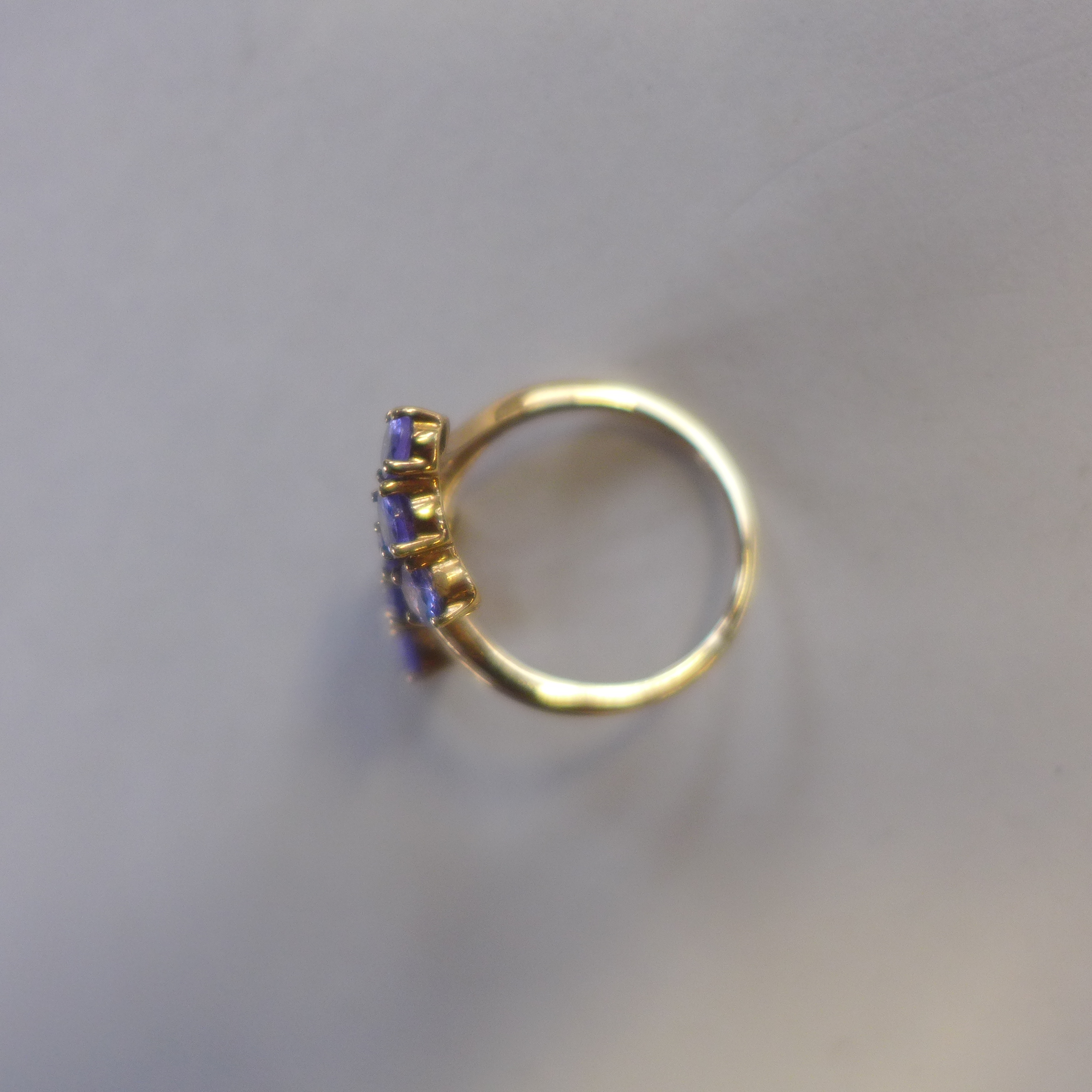 A 9ct hallmarked tanzanite set ring, size Q, approx 3.6 grams, generally good - Image 3 of 3