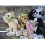 Four Steiff bears, two British Isles bears 19cm, Scotland and Ireland - one Classic panda 26cm and