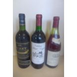 Three bottles of Red wine - 1980 Chateau de L'Abbaye, 1983 Chateau Haut-Goujon and 1982 Buset