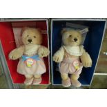 A Steiff Teddy Baby boy and Teddy Baby Girl, both 1930 replicas and limited edition, made in 1993,