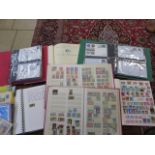 A stamp collection with two stock books of world stamps, four albums, part albums, books and loose
