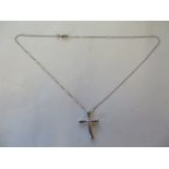 An 18ct white gold and diamond cross presented on an 18ct white gold chain, length 46cm, total