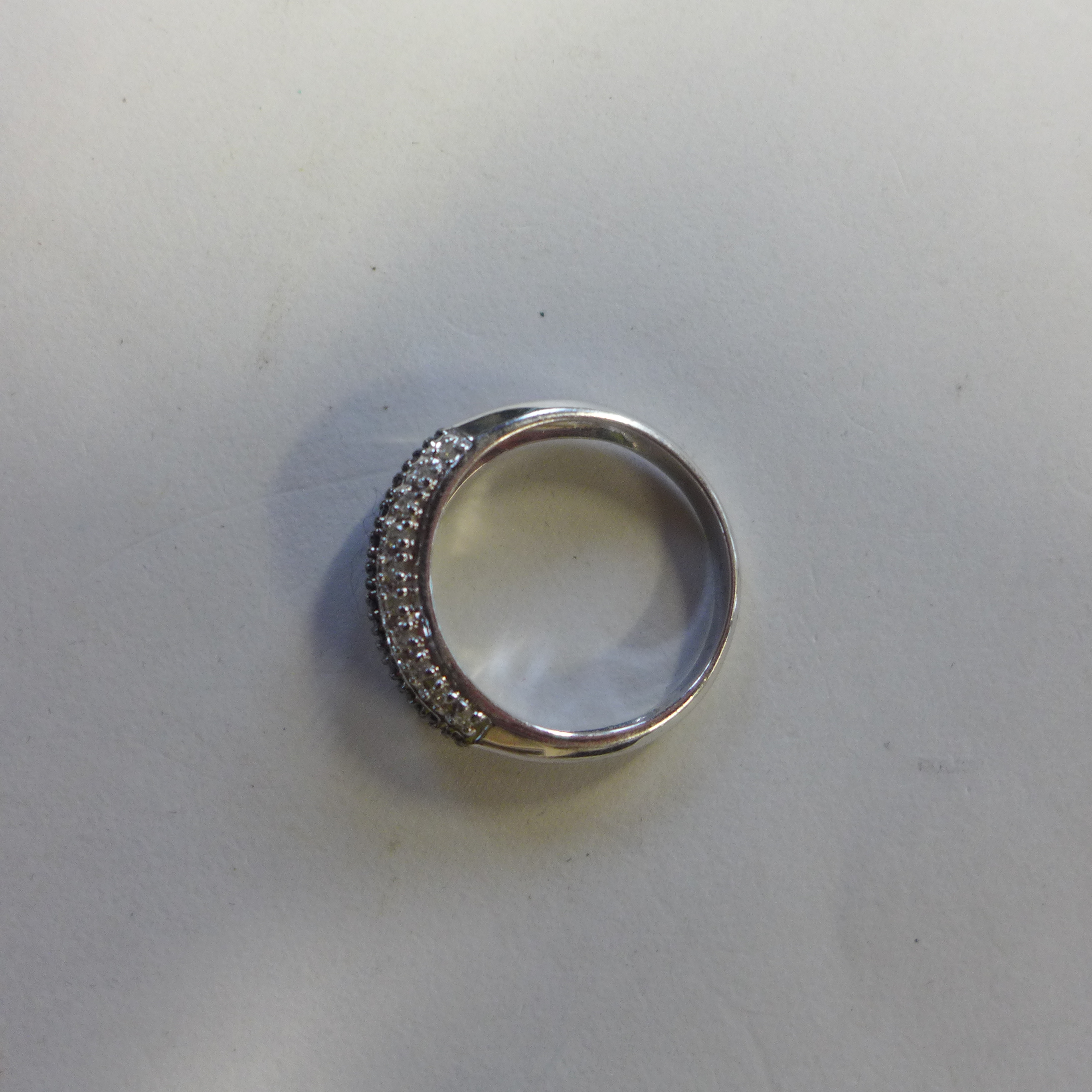 A 9ct white gold black and white diamond ring, size T, approx 4 grams, generally good - Image 3 of 3