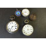 A silver cased pocket watch by Woodward of Derby with fusee movement - running but damage to dial