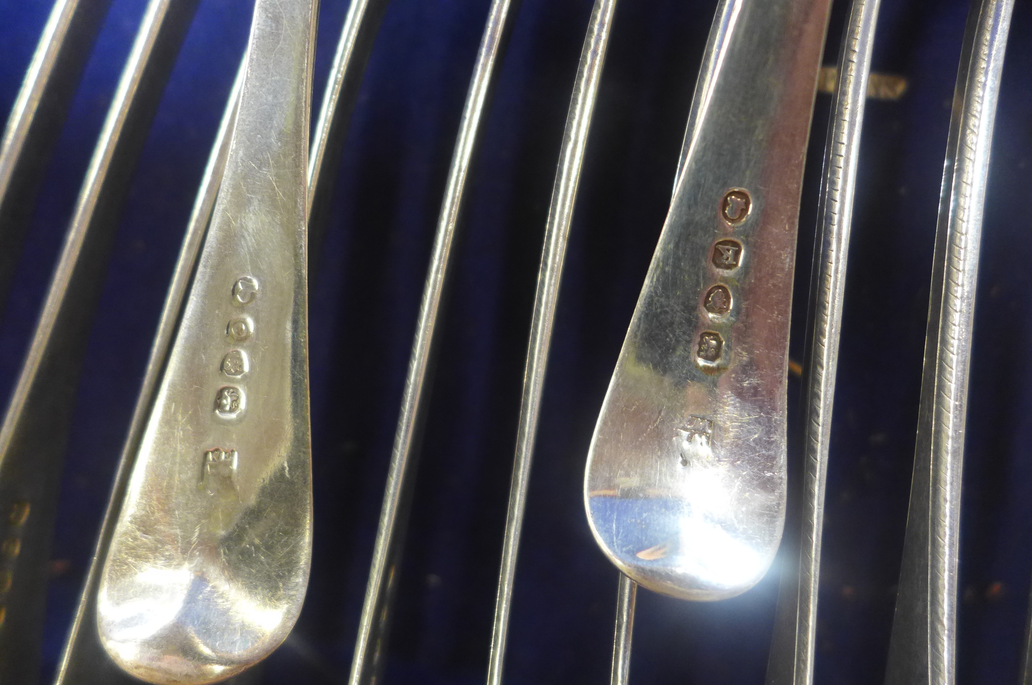 A 105 piece silver canteen of Georgian flatware, mainly by William Eley and William Fearn, London - Image 11 of 12