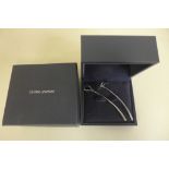 A pair of Georg Jensen silver drop earrings, 9.5cm long, boxed and in good condition