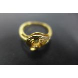 An 18ct ring, missing stone, Italian hallmarks, weight approx 3.4 grams - size L - surface marks and