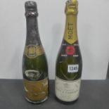 Two bottles Champagne 1969 Moet and Chandon dry imperial and Veuve Clicquot Ponsardin 1982 -