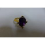 A 19ct yellow gold amethyst and diamond ring, amethyst approx 13x10mm - size L.M approx 8 grams,