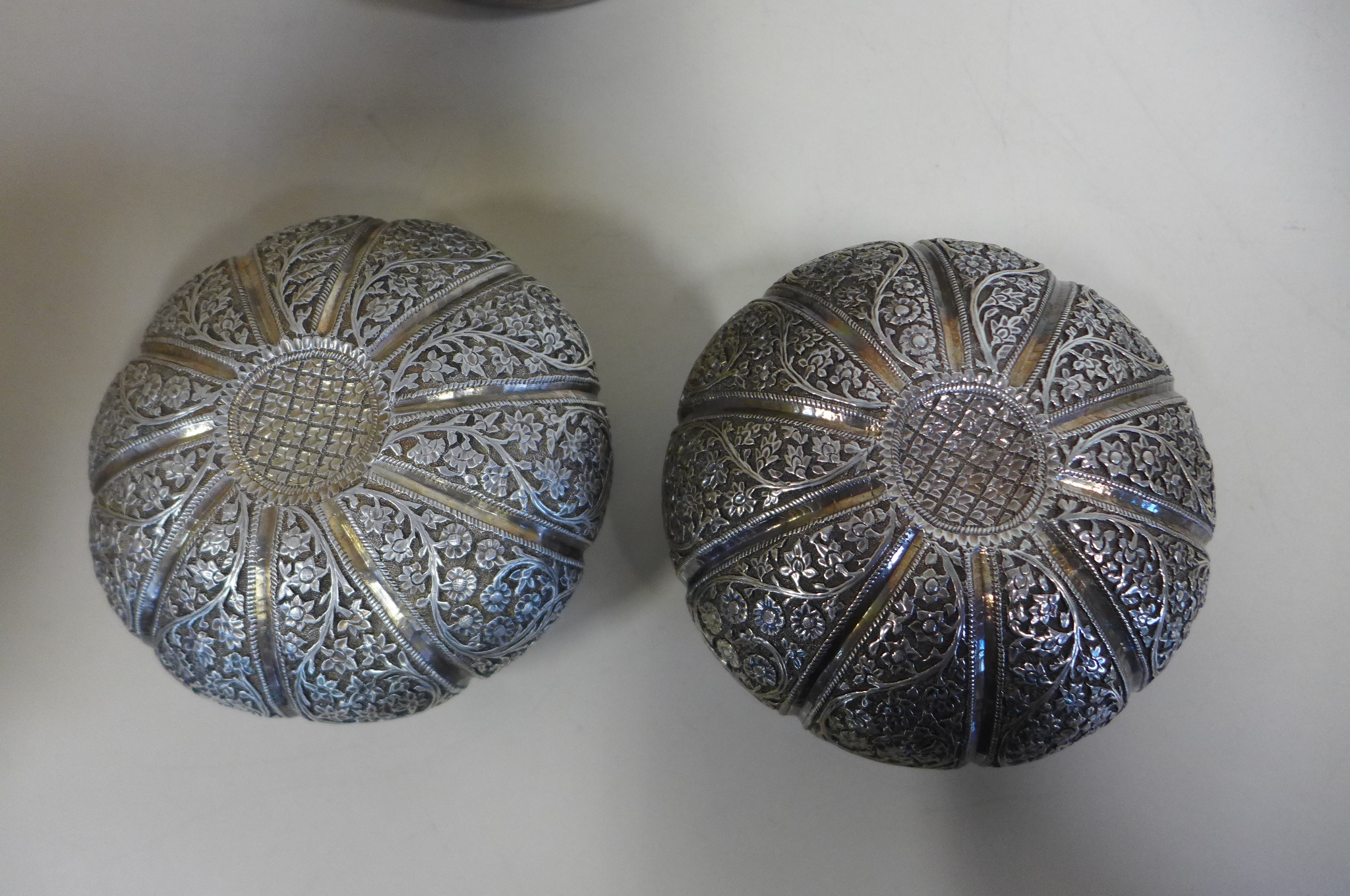A pair of silver Eastern bowls, together with an early low grade silver bowl, height of tallest - Image 3 of 5