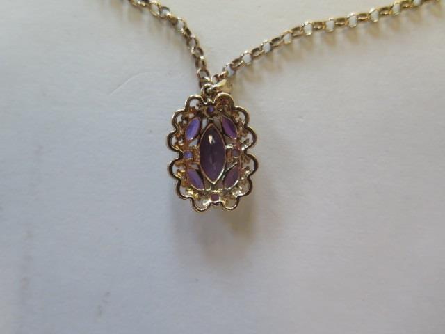 A 14ct yellow gold amethyst pendant on a modern 9ct chain, total weight approx 6 grams, pendant - Image 3 of 3