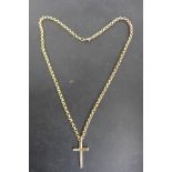 A 9ct gold belcher link chain with 9ct gold cross, both items fully hallmarked, chain length 52cm,