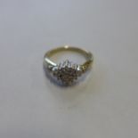 A 9ct diamond cluster ring, 0.25ct, marked 375, size L/M, approx 3 grams, good condition