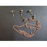 A broken 9ct chain, assorted 9ct earrings, weight approx 5.7 grams, used or broken condition