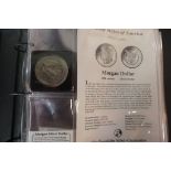 An album entitled History of the United States silver coin collection by Franklin Mint, total of
