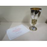 A silver Canterbury Cathedral goblet no 409 - approx 11.95 troy oz - with certificate in good