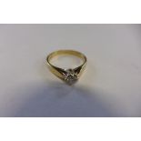 A hallmarked 9ct yellow gold diamond solitaire ring, diamond approx 0.30ct, ring size M/N, approx