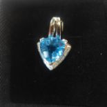 A 9ct white gold, diamond and blue stone pendant, approx 3 grams - in generally good condition